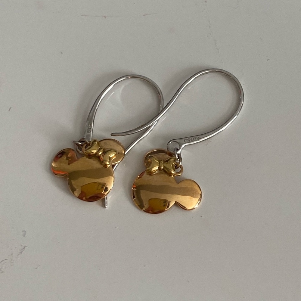 18k Disney Minnie Mouse earrings rose gold and white gold